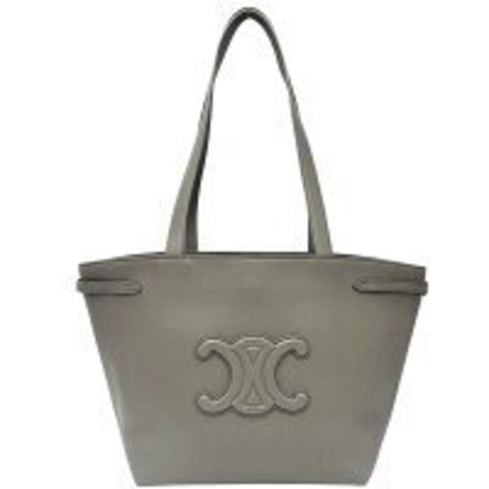 Celine Tote Bag Cuir Triomphe Cabas Anais Handbag Shoulder Leather Greige Gray